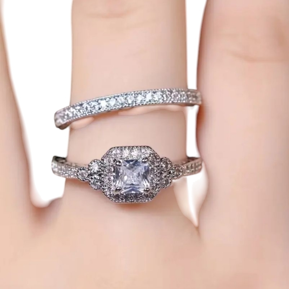 Elegant Silver Ring Set Size 7